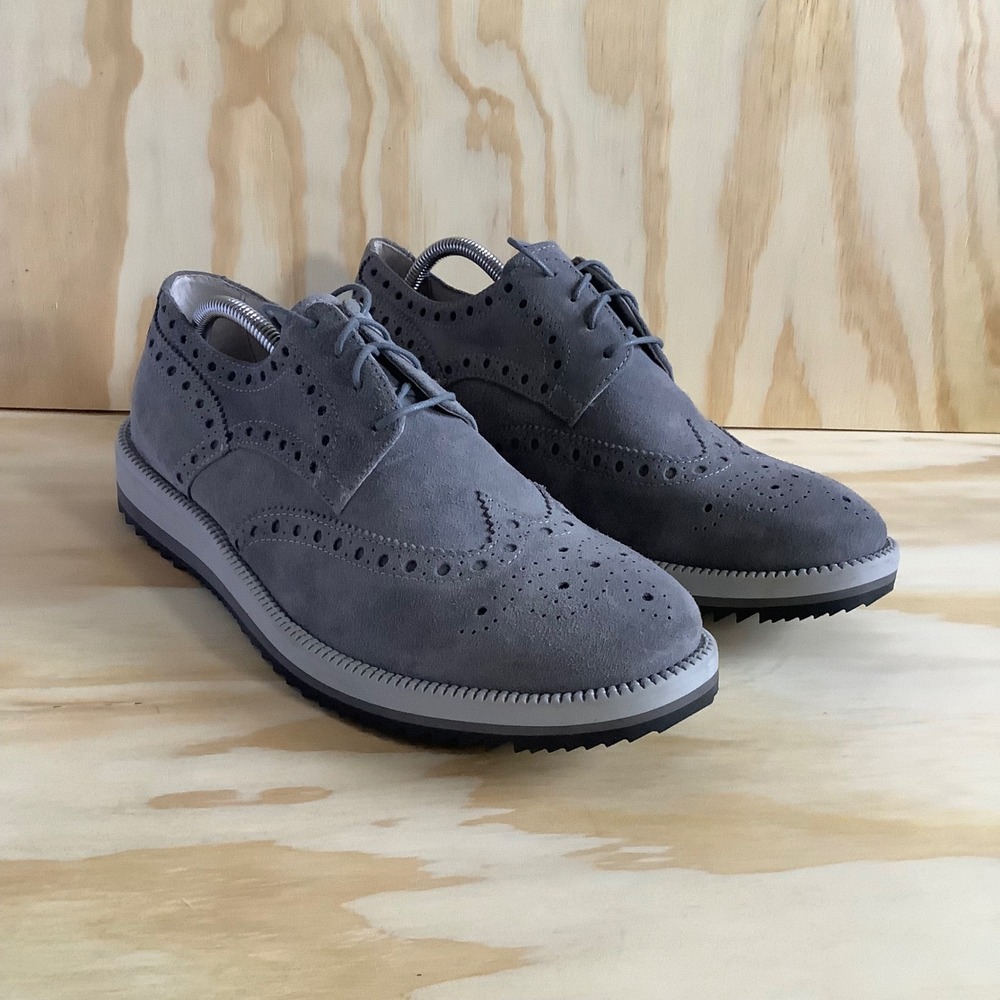 Ballantyne Mens Grey Suede Wingtip Brogue Oxford Shoes Made in Italy SZ 45 US 12